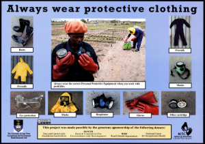 Poster of protective clothing for pesticide use