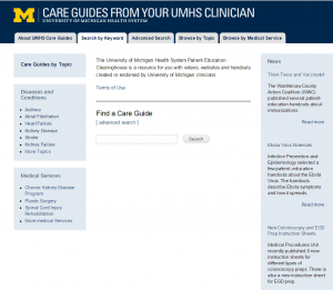Screenshot of the Care Guides homepage website