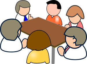 Cartoon image of people having a meeting