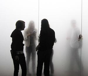 Shadowy image of people standing in a group