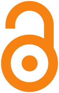 Icon of an open lock in the signature orange color of the open access movement