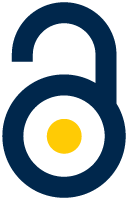 An open lock, which is the symbol of the open access movement, in maize and blue