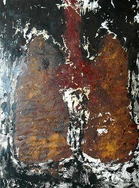 painting of a lung after tobacco use